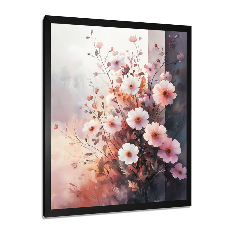 Arviso - art mural floral, Noir, H 20 po x l 12 po, Reproduction encadrée d'une seule photo