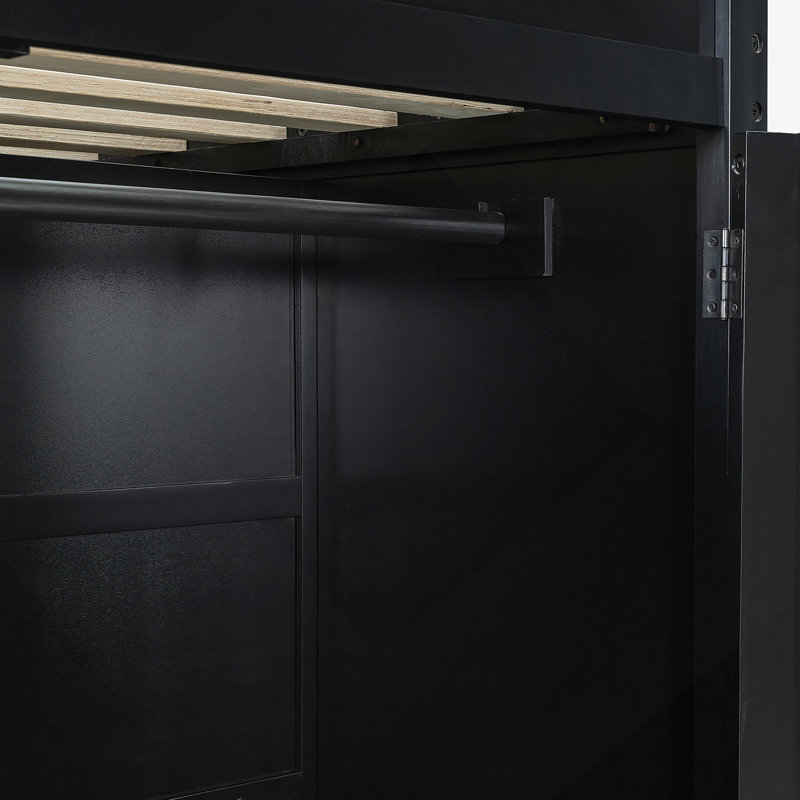 Full Size Kohlton Loft Bed With Desk,Wardrobe,Ample Storage Space,And Rgb Light, Cloud Blu, Blue