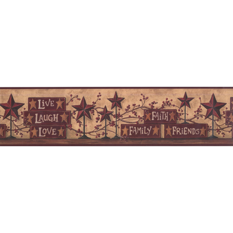 Bordure de papier peint Star Berries Live, Laugh, Love L 0,5 pi x l 180 po