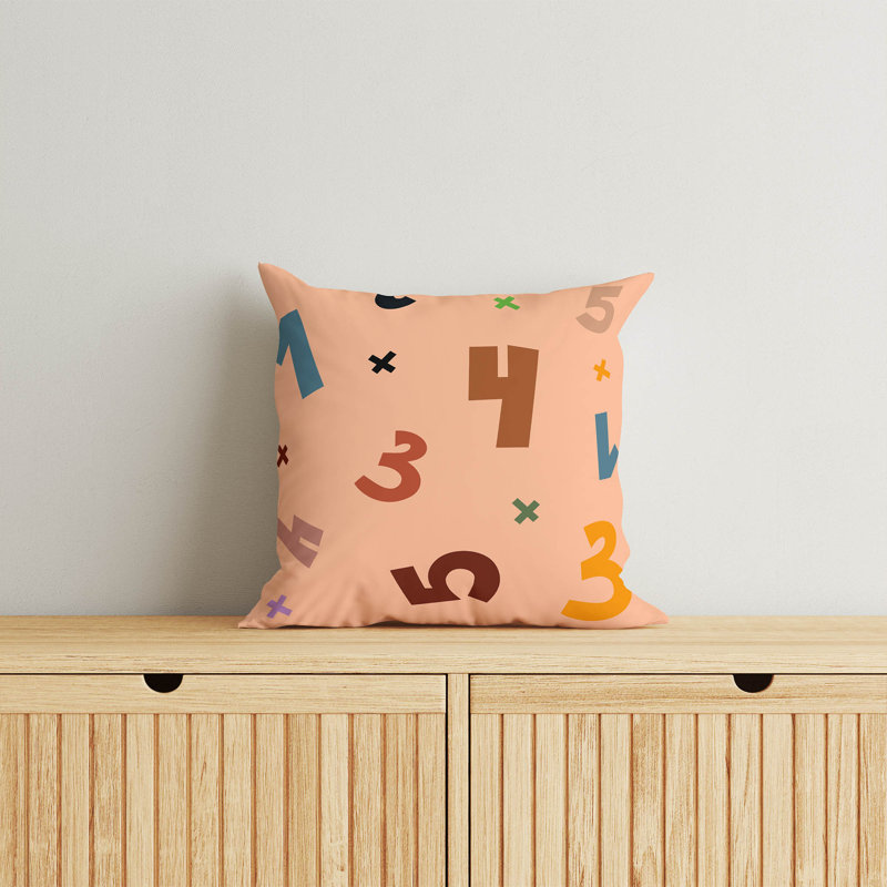 Coussin Numéros, H 20 po x l 20 po, Pêche / orange