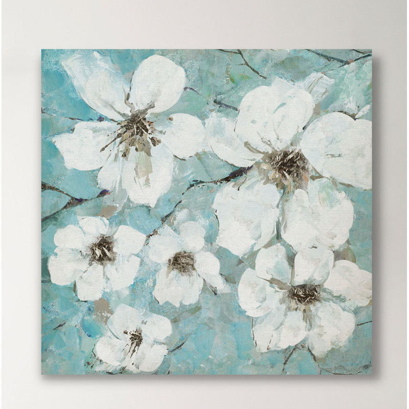 « wild dogwood », peinture sur toile tendue, H 32 po x l 32 po x P 1,5 po