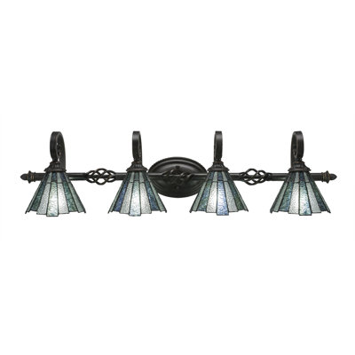 Eleganté 4 Light Bath Bar Shown In Dark Granite Finish With 7" Art Glass
