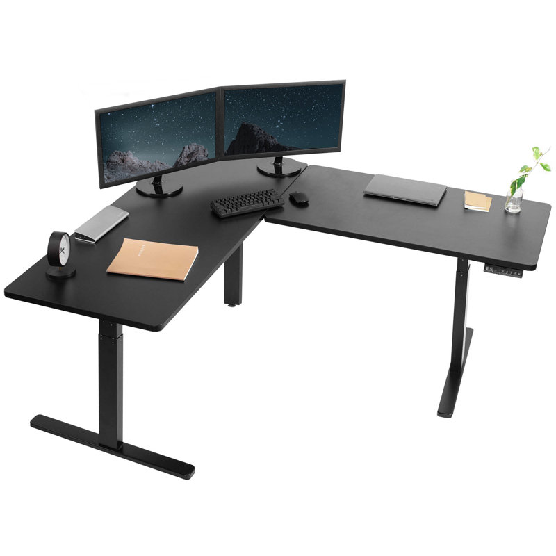 67in x 60in L-Shaped Electric Desk, 3E6B Series, Black