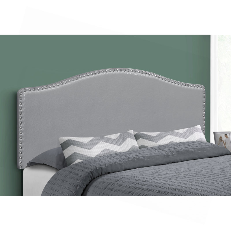 Bed, Headboard Only, Full Size, Bedroom, Upholstered,  Leather Look, Transitional, Gray, Full
