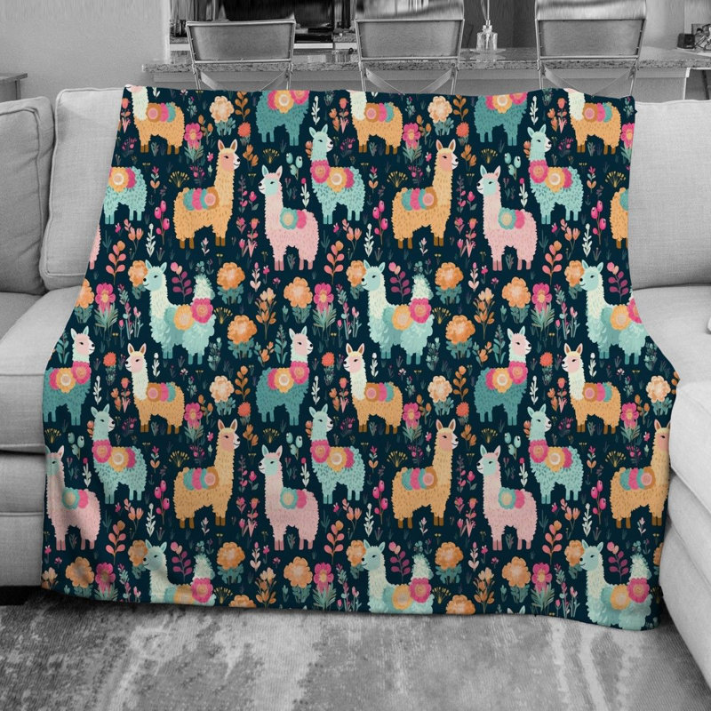  Llama Fleece Blanket, Throw