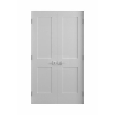 Reso Gauss Solid Core Primed Double Pre-hung French Door with Catch ball
