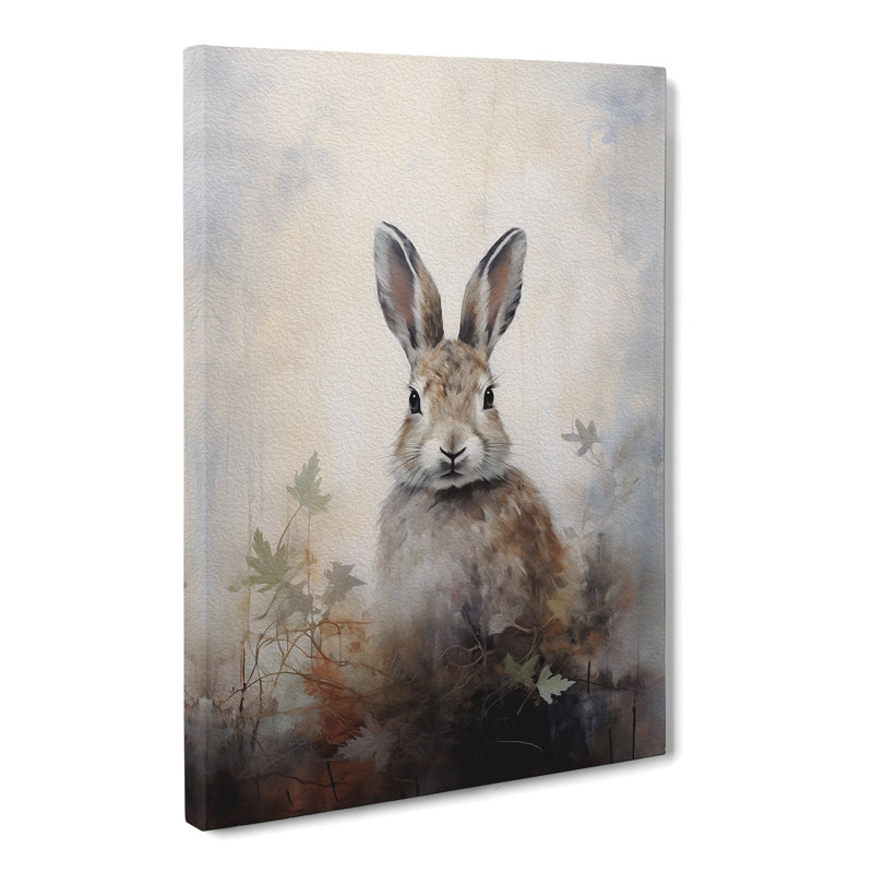 Rabbit Gestural - Wrapped Canvas, 50cm H x 35cm W x 3cm D
