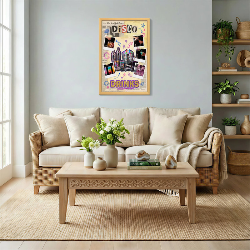 Collage de boissons disco tendance avec cocktails et shakers colorés, H 18 po x l 12 po