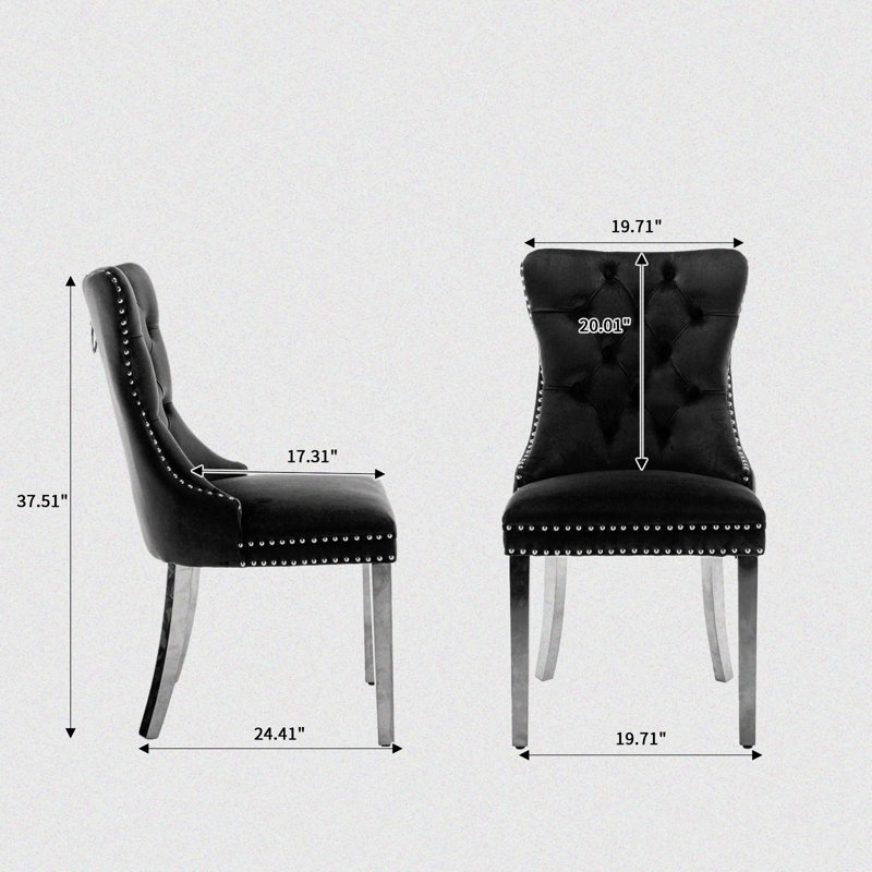 Chaise parsons rembourrée en velours touffeté Jerran, Vert, Or