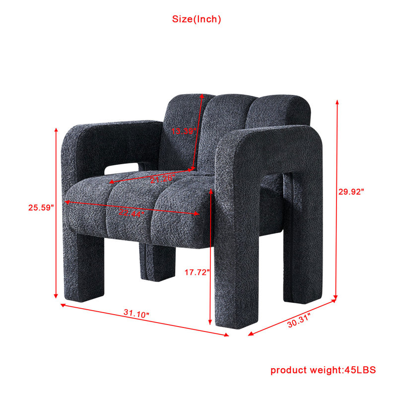 Practical Single Chair, Wide Upholstered Accent Chair, 100% Polyester Dark Gray