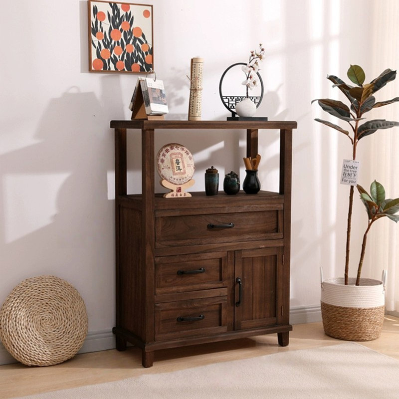 Dark-coffee Solid Wood Sideboard, Dark Coffee