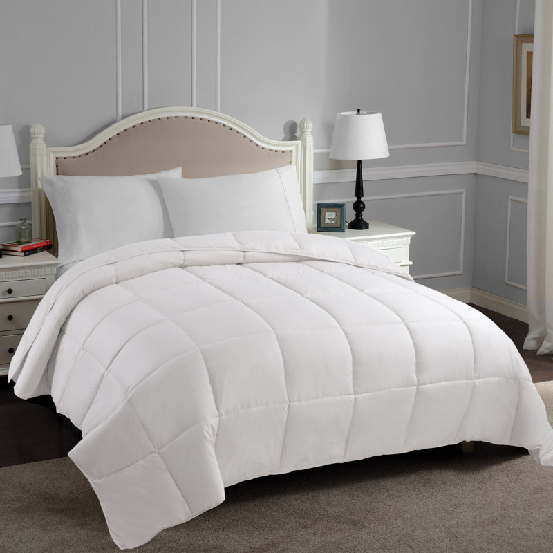 Édredon réversible en duvet synthétique hypoallergénique toutes saisons de poids moyen classique, Blanc, Édredon très grand