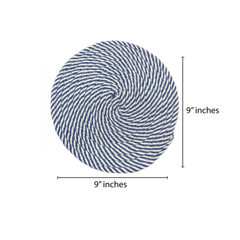 Polyester Round 6 Piece Trivet Set, Blue