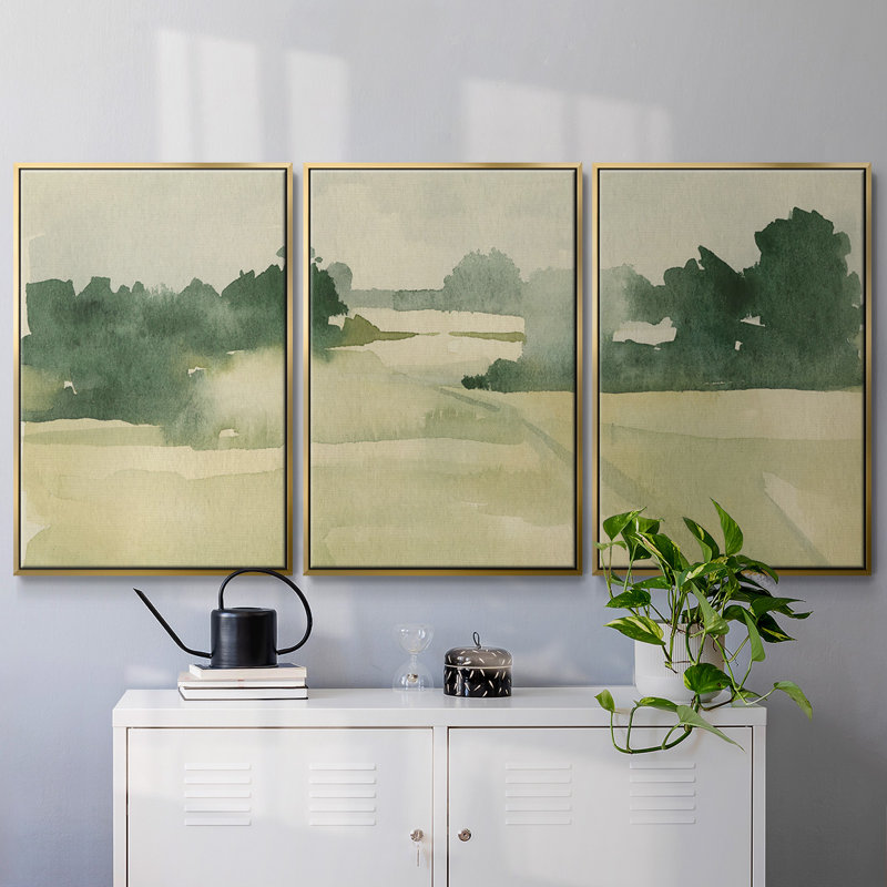 Watercolor Pasture I 3 pièces, H 24 po x l 48 po x P 2 po, Argent