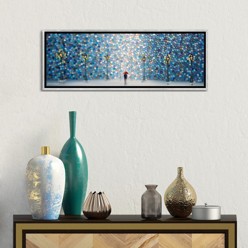 «Rainy Night Date», reproduction d'art sur toile encadrée, H 12 po x l 36 po, Argent argent