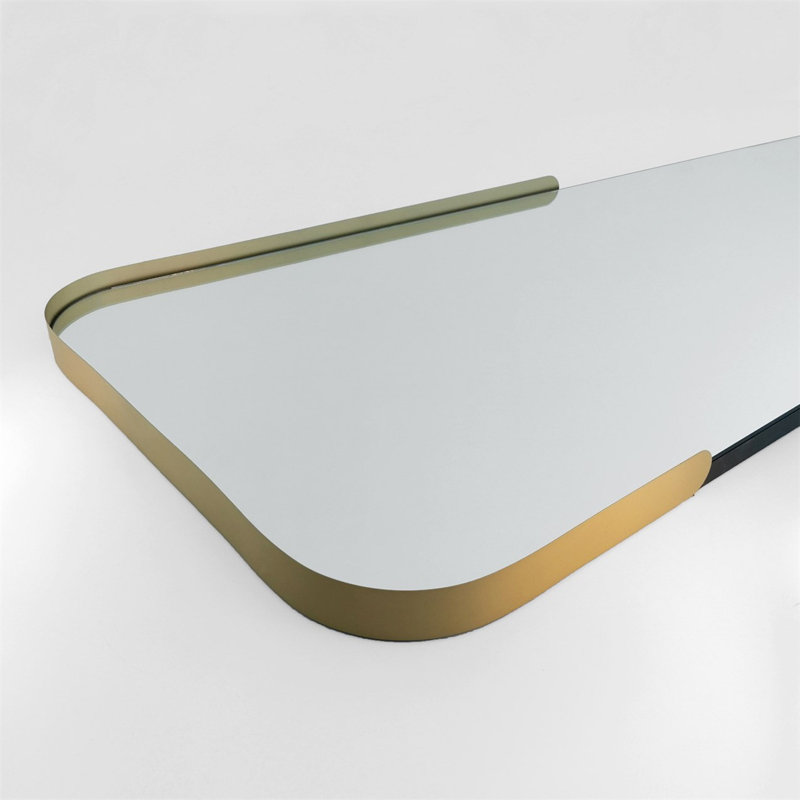 Wattie Modern Gold Standing Mirror, 23.6 x 51.2 Inches | 100% MDF Frame with 100% Metal Accents | Ecological Flotal-E Mirror with PVC Edge Bands | Elegant Design for Home Decor, Dressing Rooms & Entryways