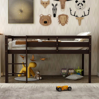 Lit mezzanine simple en bois avec - Finition, construction solide pour la durabilité, s'adapte à la taille du matelas, maximise l'espace, pin et, maximise la fonctionnalité de la chambre à coucher
