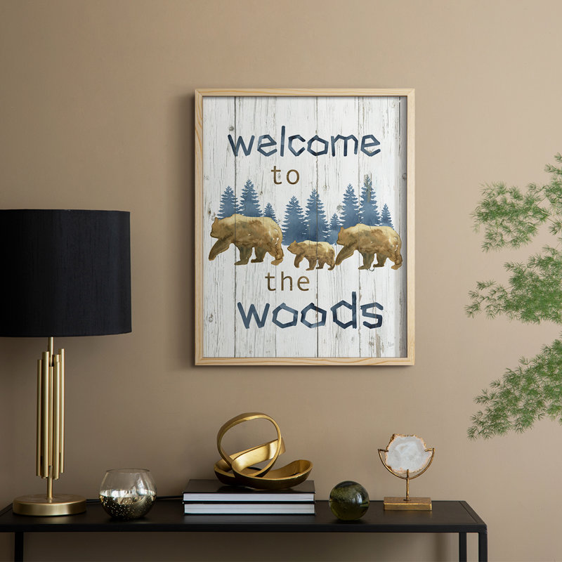 Welcome to the Woods, reproduction encadrée - bois massif, H 11 po x l 9 po