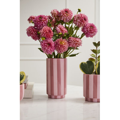 Pink Striped Vase