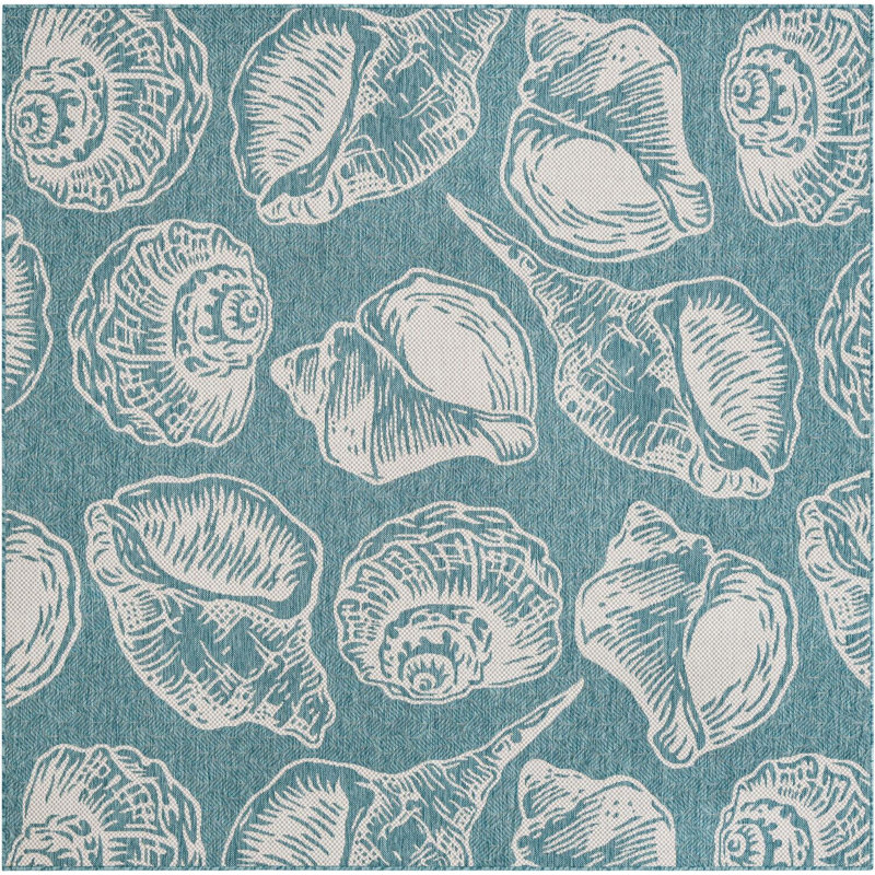 Contemporary Aviesel Area Rug Aqua Color, Square 7'10"