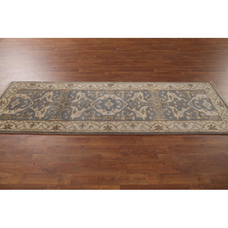 Tapis de couloir oriental fait à la main gris Oushak 3 x 8