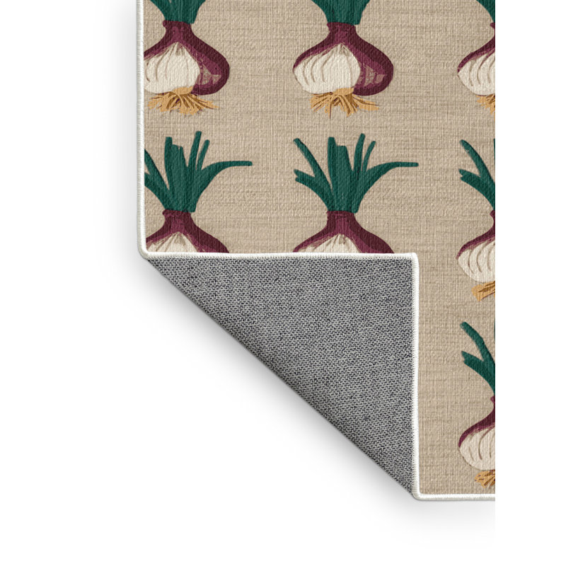  Tapis lavable avec légumes et échalotes, Rond 7 pi
