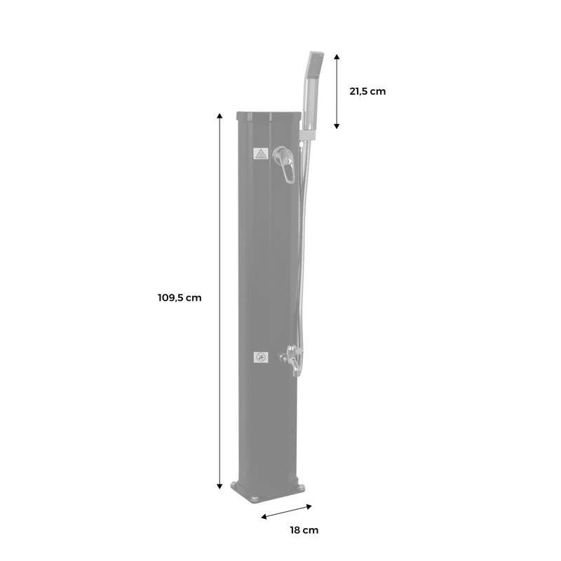 Nandy Solar Powered Temperature Controlled Stainless Steel Free Standing Outdoor Shower with Detachable Shower Head and Footwash Spout
