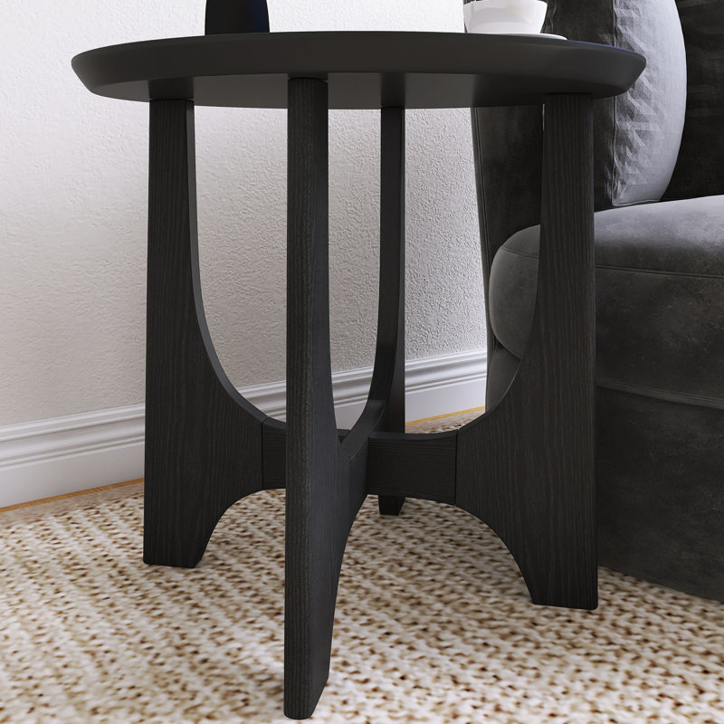 Table basse noire en bois, H 24 po x l 25,20 po x P 25,20 po