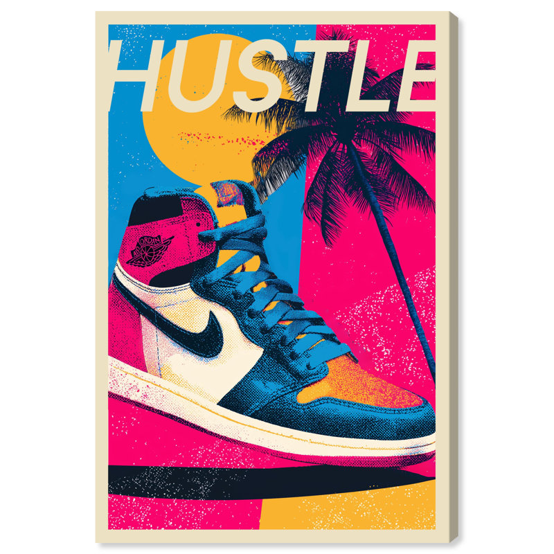 «Hustle Halftone», affiche, impression sur toile encadrée, décoration murale par Notoriart, H 15 po x l 10 po