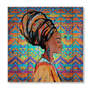Bless international African American Woman With Turban IV On Wood ...