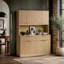 Armoire de cuisine multifonctionnelle moderne de 71 pouces de haut avec prise électrique et comptoir ouvert creux.-1804179253