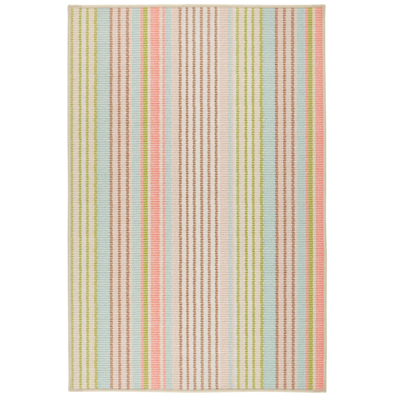 Ana Ticking Aqua Machine Washable Rug, Rectangle 8'6" x 11'6"