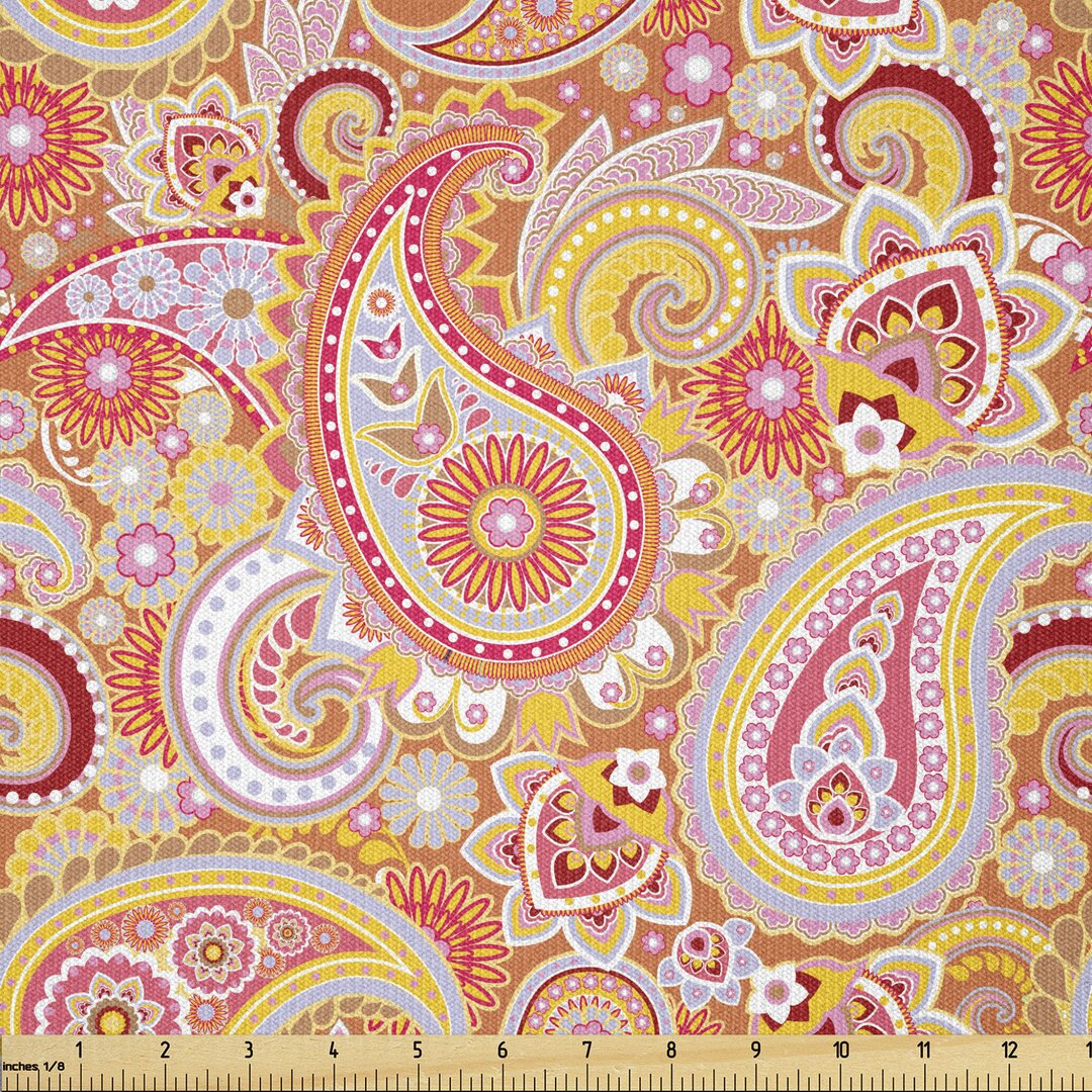 Stoff als Meterware, Paisley, Orange, Mehrfarbig