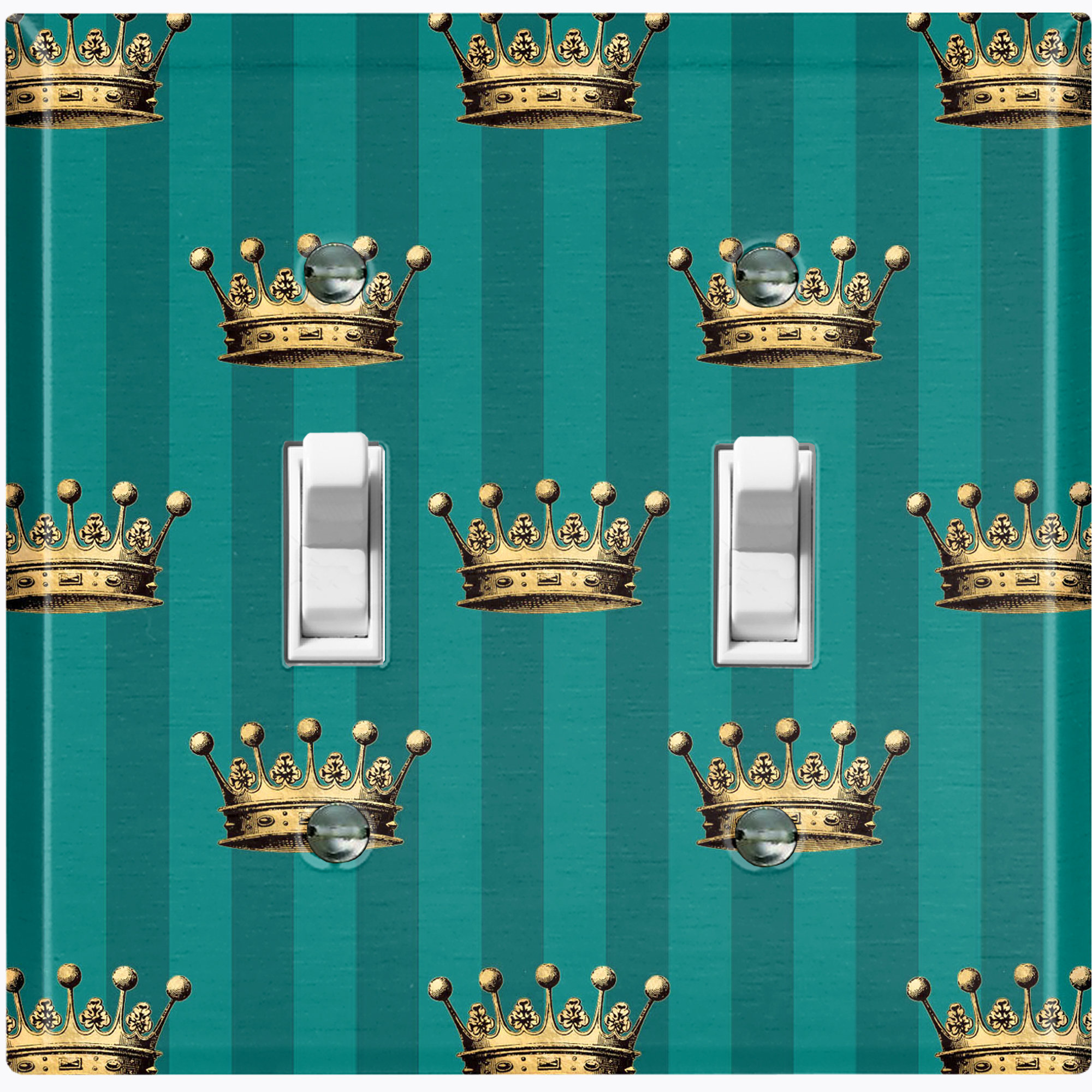 WorldAcc Metal Light Switch Plate Outlet Cover (Damask Golden Crown ...