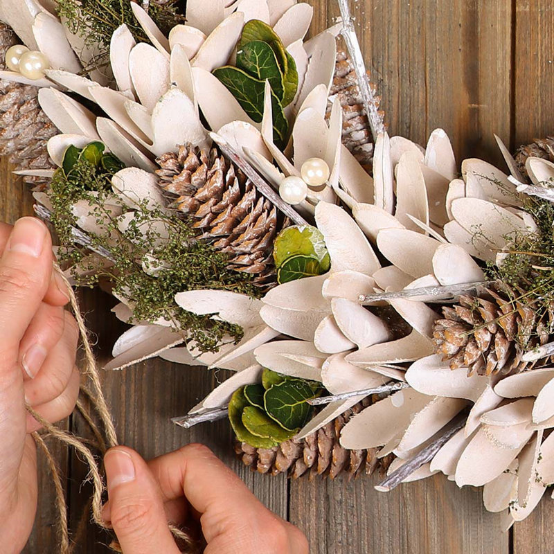 Handcrafted Faux Pinecones 40cm Wreath