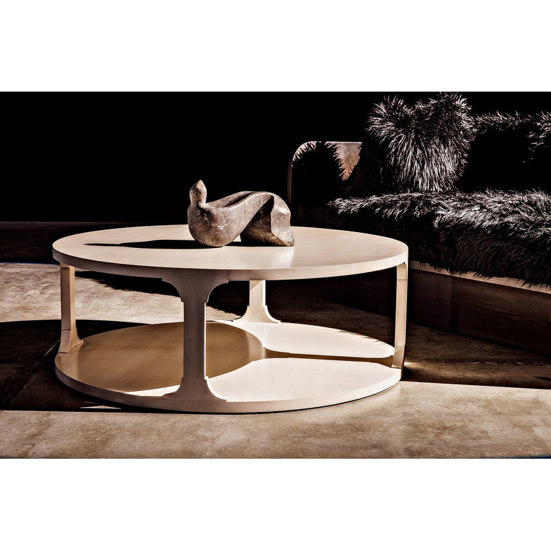 Petite table basse ronde Gimso, aulne, Ange blanc, H 17 po x L 40 po x l 40 po