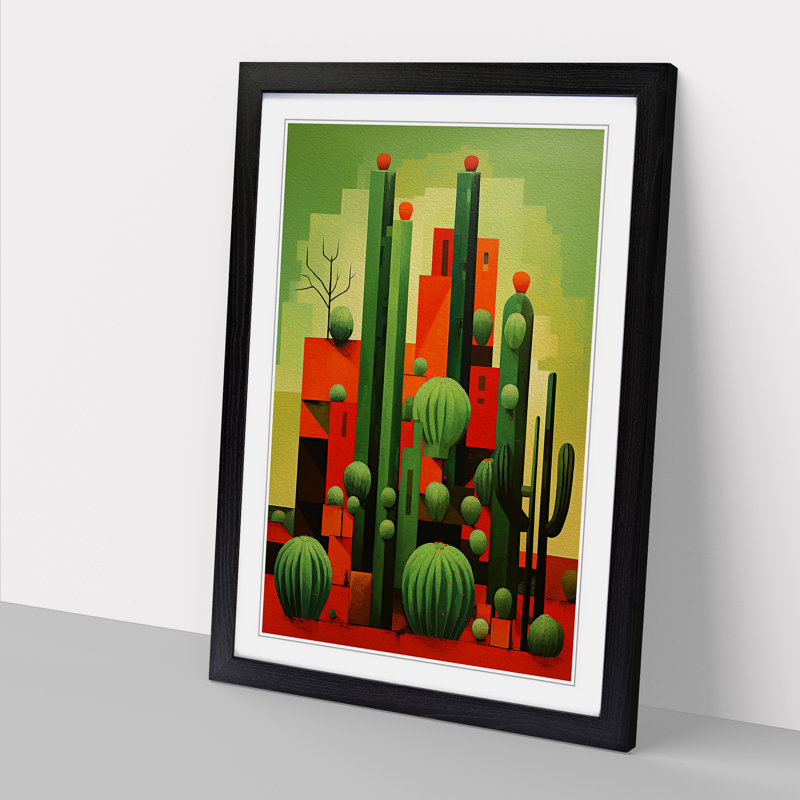 Cactus Constructivism - Framed Print, Black Framed, 46cm H x 34cm W x 2cm D
