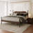 King Size Platform Bed Frame With Curved Tall Headboard Stylish Durable Design No Box Spring Required-641710850