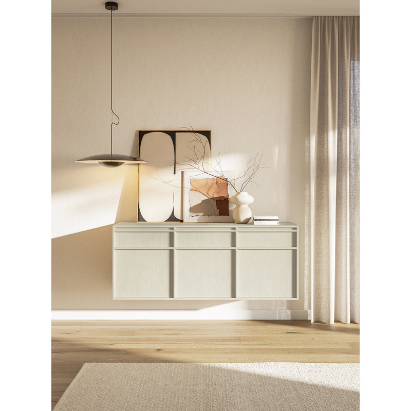 Akhi 154cm W 3 - Drawer Chest of Drawers, Beige