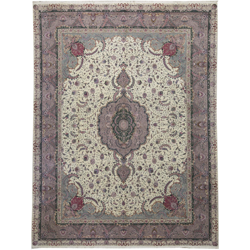 Tapis ivoire et rouille noué à la main de haute qualité