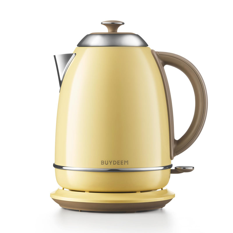 Yellow Stainless Steel Electric Kettle with Temperature Control, 1.7L