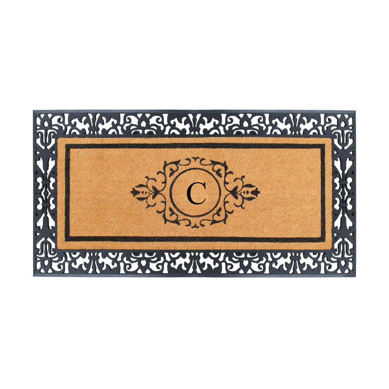 Tapis d'entrée antidérapant pour l'extérieur Abhijot Monogram, C