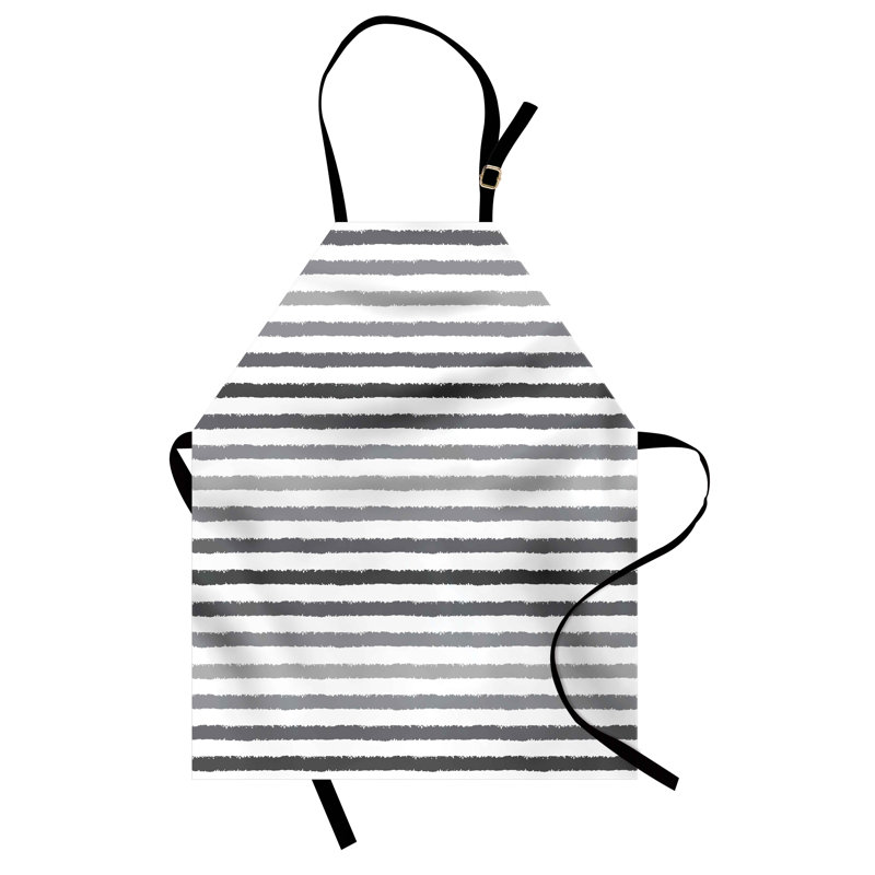 Tablier rayé East Urban Home unisexe, gris et blanc, taille adulte, blanc gris