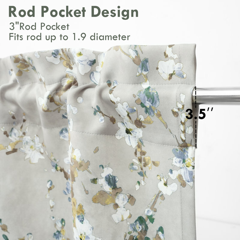 Hutchcraft Floral Tailored Window Valance, 50" W x 14" L , Blue/Gray, Floral
