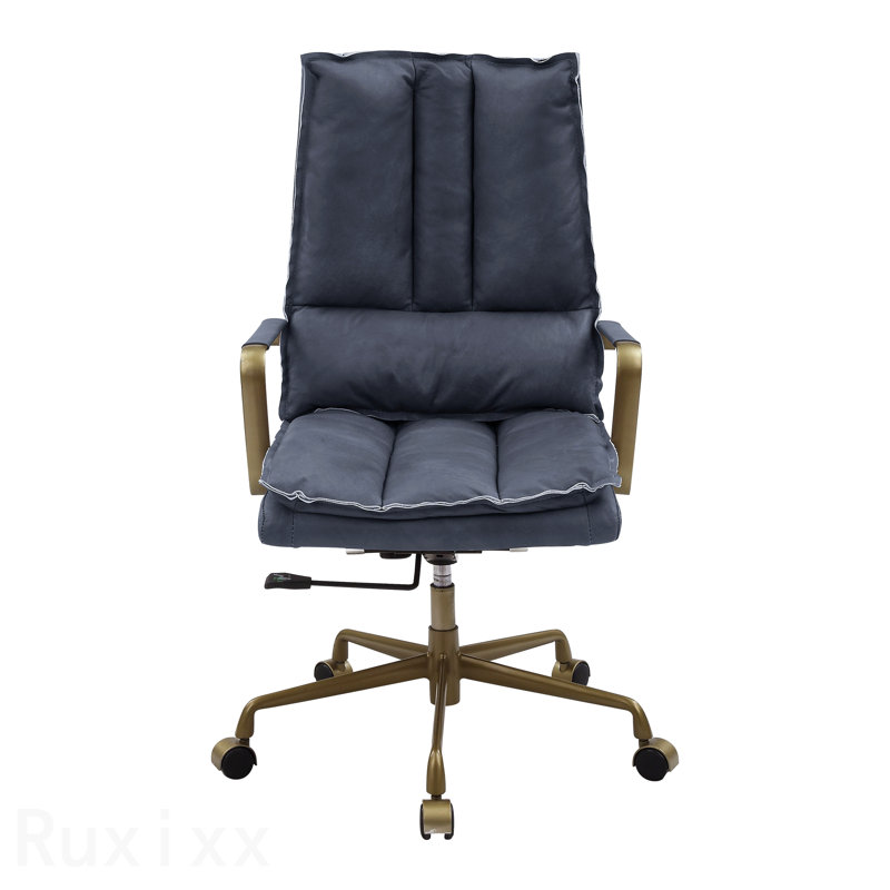 Chaise de bureau en cuir gris