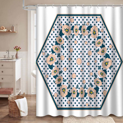Style Cute Umbrella Trendy Colors Pink Shower Curtain with 12 Hooks
