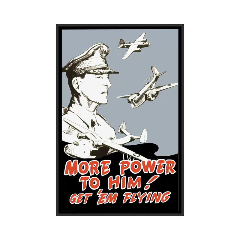 Publicité rétro sur toile, affiche du général Douglas MacArthur and Bomber Planes, H 26 po x l 18 po x P 1,5 po, Pas de tapis