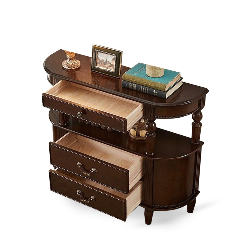 Console en bois massif de noyer foncé, 47.24, Noyer foncé