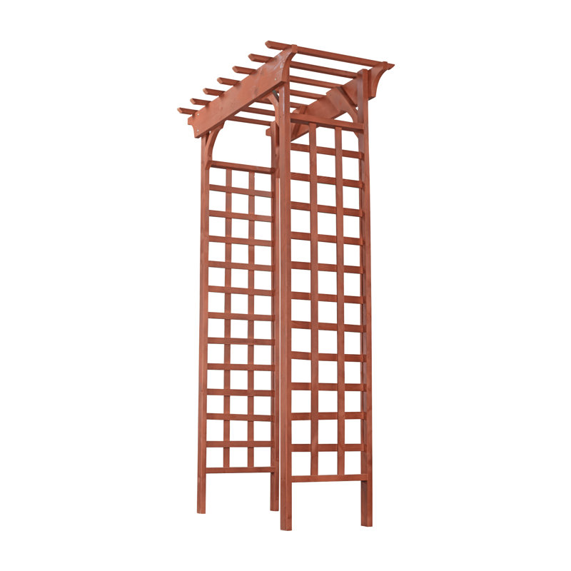 Medium Brown Western Red Cedar Garden Arbor with Double Lattice Panels