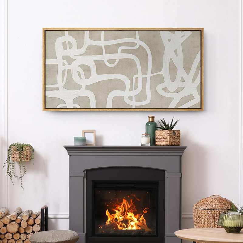 Modern Abstract Line Geometric Modern Art, 30" H x 60" W, Natural